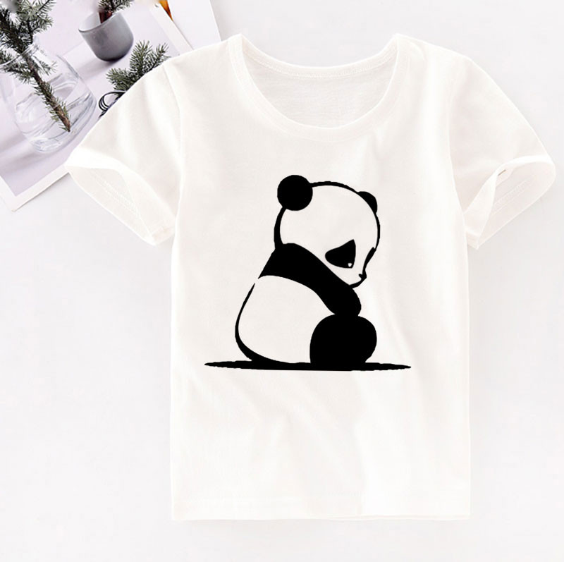 Unisex Fashion κοντομάνικο μπλουζάκι με στάμπα για αγόρια Παιδικά μπλουζάκια Panda για κορίτσια Λευκό μωρό μπλουζάκι με στρογγυλή λαιμόκοψη Λευκό νέο 29M-9T