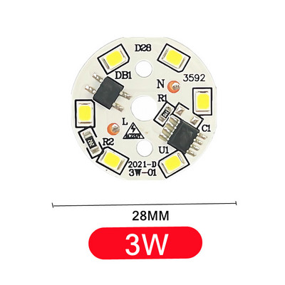 LED Chip 3W 5W 7W 9W 12W Nincs szükség meghajtóra AC 220V-240V SMD 2835 Hideg meleg fehér kerek lámpagyöngyök spotlámpa izzóhoz