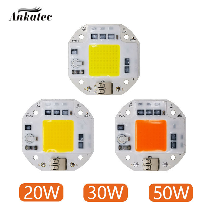 Be suvirinimo LED COB CHIP 20W 30W 50W AC110V 220V viso spektro augalų augimas šalta balta šilta balta šviesos diodų matrica LED matrica
