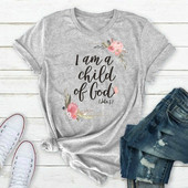 Isten gyermeke vagyok, betűvel nyomtatott póló női rövid ujjú nyakú bő póló Nyári női póló felsők Camisetas Mujer