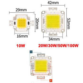 10W 20W 30W 50W 100W COB LED Chip DC9-12V30-36V Ενσωματωμένος λαμπτήρας υψηλής ισχύος Beads Μονάδα COB Chips Bulb Chips DIY FloodLight Spotlight