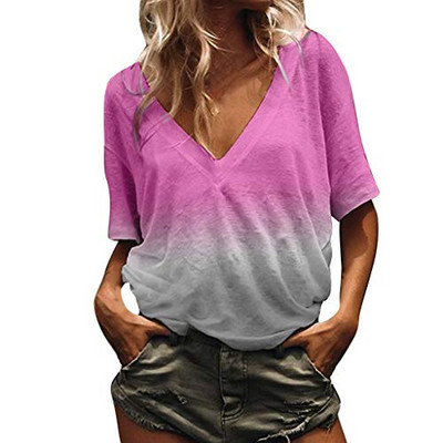 Fashion Love női póló V-nyakú, rövid ujjú női ruhák nyári alkalmi felső póló bő, nagyméretű póló lányoknak pulóver