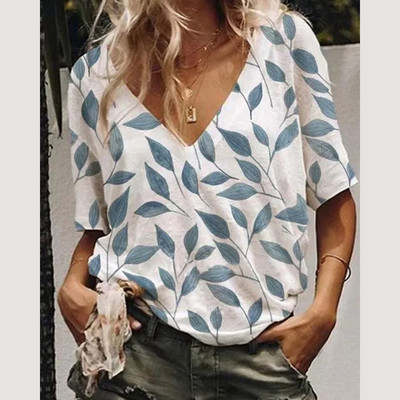 Fashion Love női póló V-nyakú, rövid ujjú női ruhák nyári alkalmi felső póló bő, nagyméretű póló lányoknak pulóver