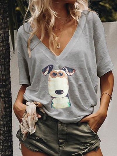 Fashion Love női póló V-nyakú, rövid ujjú női ruhák nyári alkalmi felső póló bő, nagyméretű póló lányoknak pulóver