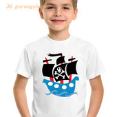 gyerek vicces póló fiúknak pólók koponya Pirate Ship grafika gyerek póló fiú pólók nyári felsők lányoknak ingek gyerekruhák