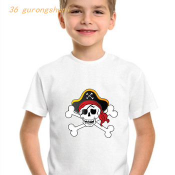 детска забавна тениска момчета тениски череп пиратски кораб графика детска тениска момче тениски летни топове за момичета ризи детски дрехи