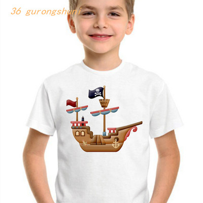 gyerek vicces póló fiúknak pólók koponya Pirate Ship grafika gyerek póló fiú pólók nyári felsők lányoknak ingek gyerekruhák