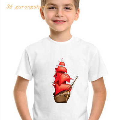 gyerek vicces póló fiúknak pólók koponya Pirate Ship grafika gyerek póló fiú pólók nyári felsők lányoknak ingek gyerekruhák