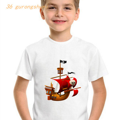 gyerek vicces póló fiúknak pólók koponya Pirate Ship grafika gyerek póló fiú pólók nyári felsők lányoknak ingek gyerekruhák