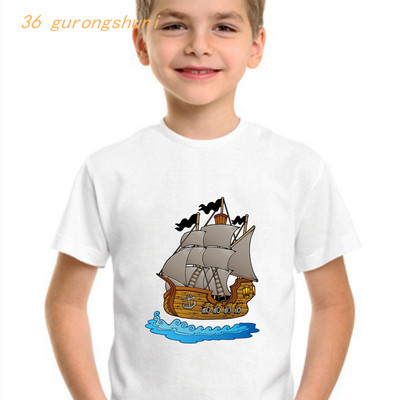 gyerek vicces póló fiúknak pólók koponya Pirate Ship grafika gyerek póló fiú pólók nyári felsők lányoknak ingek gyerekruhák