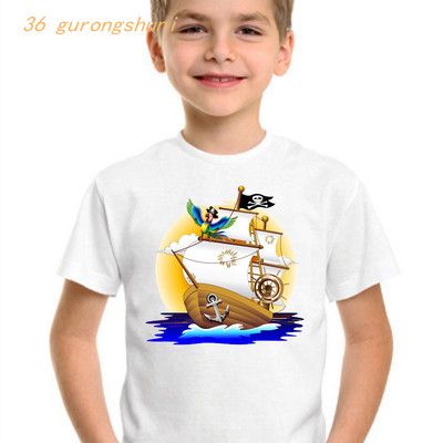 gyerek vicces póló fiúknak pólók koponya Pirate Ship grafika gyerek póló fiú pólók nyári felsők lányoknak ingek gyerekruhák