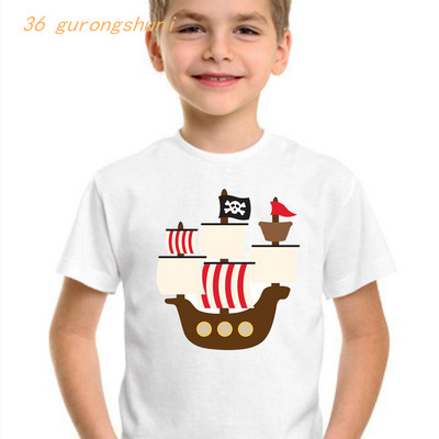 gyerek vicces póló fiúknak pólók koponya Pirate Ship grafika gyerek póló fiú pólók nyári felsők lányoknak ingek gyerekruhák