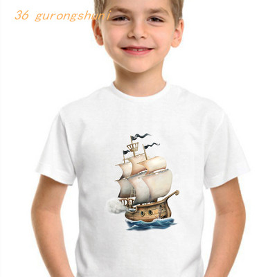 gyerek vicces póló fiúknak pólók koponya Pirate Ship grafika gyerek póló fiú pólók nyári felsők lányoknak ingek gyerekruhák