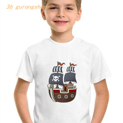 gyerek vicces póló fiúknak pólók koponya Pirate Ship grafika gyerek póló fiú pólók nyári felsők lányoknak ingek gyerekruhák