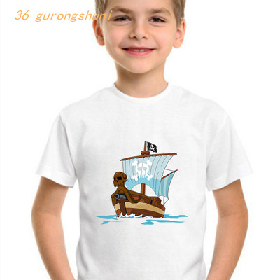 gyerek vicces póló fiúknak pólók koponya Pirate Ship grafika gyerek póló fiú pólók nyári felsők lányoknak ingek gyerekruhák