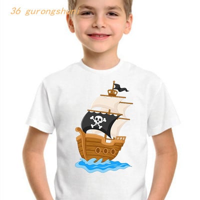 gyerek vicces póló fiúknak pólók koponya Pirate Ship grafika gyerek póló fiú pólók nyári felsők lányoknak ingek gyerekruhák