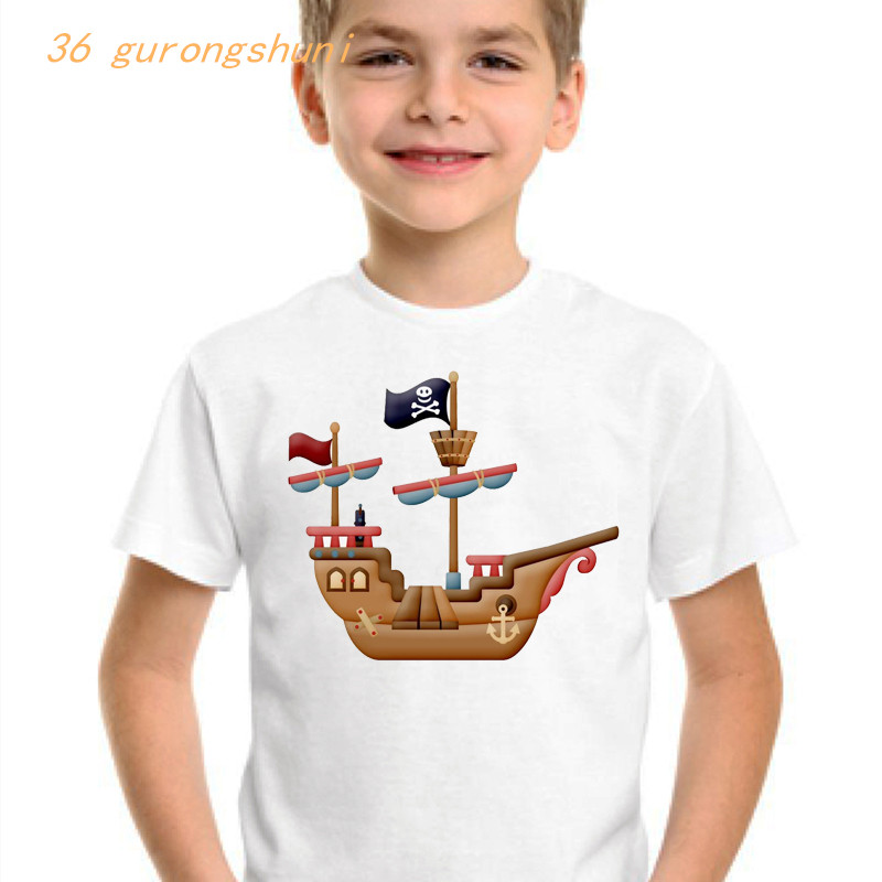 παιδικό αστείο μπλουζάκι για αγόρια μπλουζάκια κρανίο πειρατικό πλοίο γραφικό παιδικό μπλουζάκι αγόρι μπλουζάκια καλοκαιρινά μπλουζάκια για κορίτσια πουκάμισα παιδικά ρούχα