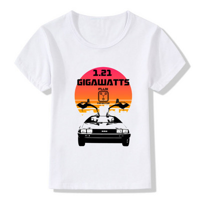 Vissza a jövőbe DMC Delorean Print Fiú pólók Nyári divat Menő gyerek póló Tipegő babák lányok ruhák gyerek felsők