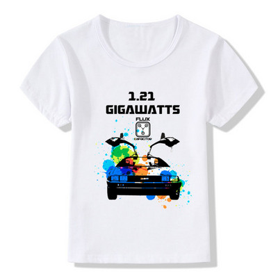 Vissza a jövőbe DMC Delorean Print Fiú pólók Nyári divat Menő gyerek póló Tipegő babák lányok ruhák gyerek felsők