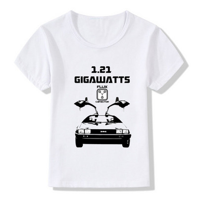 Vissza a jövőbe DMC Delorean Print Fiú pólók Nyári divat Menő gyerek póló Tipegő babák lányok ruhák gyerek felsők