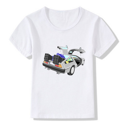 Vissza a jövőbe DMC Delorean Print Fiú pólók Nyári divat Menő gyerek póló Tipegő babák lányok ruhák gyerek felsők