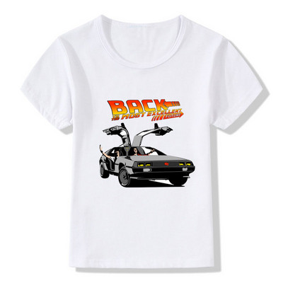 Vissza a jövőbe DMC Delorean Print Fiú pólók Nyári divat Menő gyerek póló Tipegő babák lányok ruhák gyerek felsők