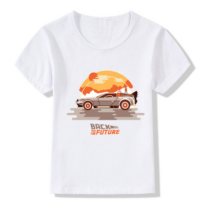 Vissza a jövőbe DMC Delorean Print Fiú pólók Nyári divat Menő gyerek póló Tipegő babák lányok ruhák gyerek felsők