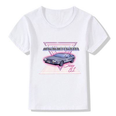 Vissza a jövőbe DMC Delorean Print Fiú pólók Nyári divat Menő gyerek póló Tipegő babák lányok ruhák gyerek felsők