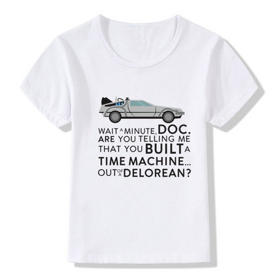 Vissza a jövőbe DMC Delorean Print Fiú pólók Nyári divat Menő gyerek póló Tipegő babák lányok ruhák gyerek felsők