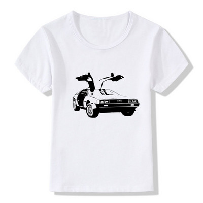 Vissza a jövőbe DMC Delorean Print Fiú pólók Nyári divat Menő gyerek póló Tipegő babák lányok ruhák gyerek felsők