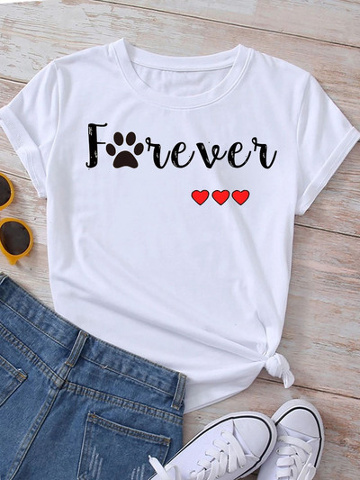 Új divatos női póló Kutyaszerető póló Never Walk Alone Nyomtatott felsők Női rövid ujjú pólók Love Dog Woman Tops póló