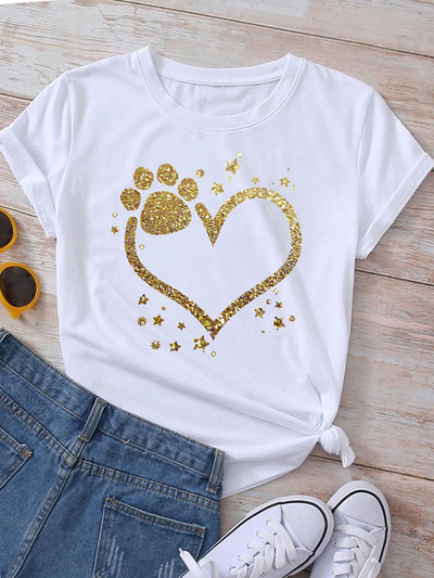 Új divatos női póló Kutyaszerető póló Never Walk Alone Nyomtatott felsők Női rövid ujjú pólók Love Dog Woman Tops póló