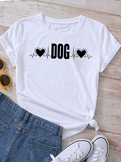 Új divatos női póló Kutyaszerető póló Never Walk Alone Nyomtatott felsők Női rövid ujjú pólók Love Dog Woman Tops póló