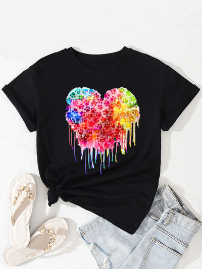 Új divatos női póló Kutyaszerető póló Never Walk Alone Nyomtatott felsők Női rövid ujjú pólók Love Dog Woman Tops póló