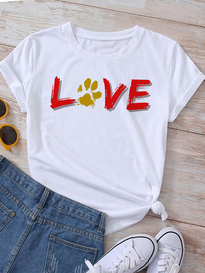 Új divatos női póló Kutyaszerető póló Never Walk Alone Nyomtatott felsők Női rövid ujjú pólók Love Dog Woman Tops póló