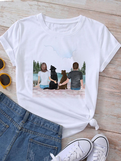 Új divatos női póló Kutyaszerető póló Never Walk Alone Nyomtatott felsők Női rövid ujjú pólók Love Dog Woman Tops póló