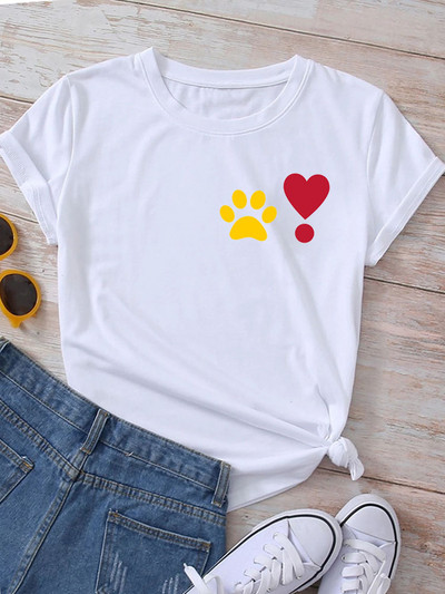 Új divatos női póló Kutyaszerető póló Never Walk Alone Nyomtatott felsők Női rövid ujjú pólók Love Dog Woman Tops póló