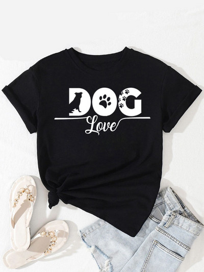 Új divatos női póló Kutyaszerető póló Never Walk Alone Nyomtatott felsők Női rövid ujjú pólók Love Dog Woman Tops póló