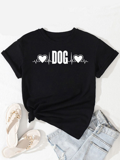 Új divatos női póló Kutyaszerető póló Never Walk Alone Nyomtatott felsők Női rövid ujjú pólók Love Dog Woman Tops póló
