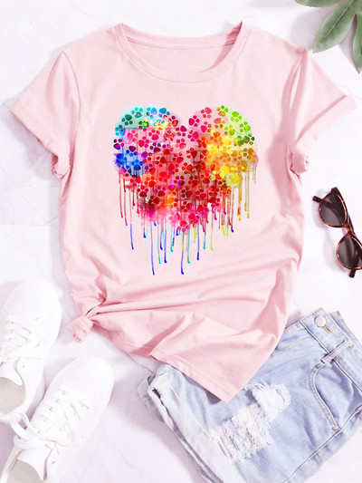 Új divatos női póló Kutyaszerető póló Never Walk Alone Nyomtatott felsők Női rövid ujjú pólók Love Dog Woman Tops póló