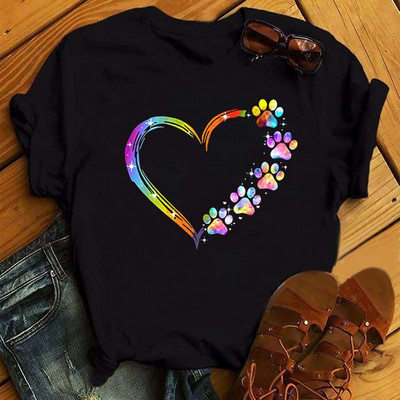 Peace Love Dogs Nyomtatott Női póló Divatos Vintage Grafikus nyomdai póló Vicces póló Harajuku nyári póló Női felsők