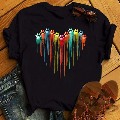 Peace Love Dogs Nyomtatott Női póló Divatos Vintage Grafikus nyomdai póló Vicces póló Harajuku nyári póló Női felsők