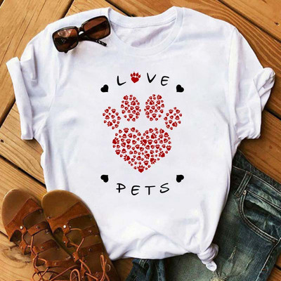 Peace Love Dogs Nyomtatott Női póló Divatos Vintage Grafikus nyomdai póló Vicces póló Harajuku nyári póló Női felsők