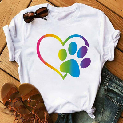 Peace Love Dogs Nyomtatott Női póló Divatos Vintage Grafikus nyomdai póló Vicces póló Harajuku nyári póló Női felsők
