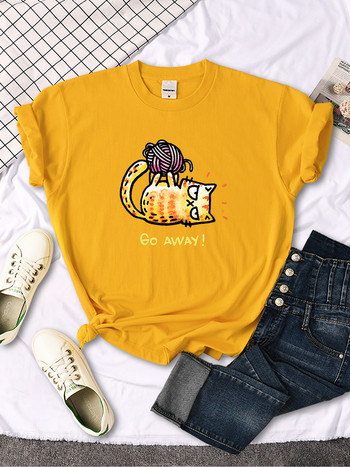 Γυναικείο T-Shirt Angry Cat Go Away Εκτύπωση T-Shirts Γυναικεία μπλουζάκια με λαιμόκοψη Αθλητικά υπερμεγέθη πουκάμισα Streetfashion Slim Funny Animal γυναικεία ρούχα