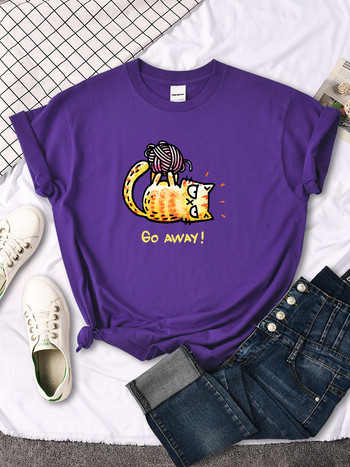 Γυναικείο T-Shirt Angry Cat Go Away Εκτύπωση T-Shirts Γυναικεία μπλουζάκια με λαιμόκοψη Αθλητικά υπερμεγέθη πουκάμισα Streetfashion Slim Funny Animal γυναικεία ρούχα