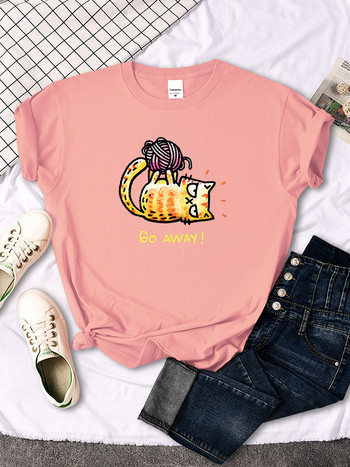 Γυναικείο T-Shirt Angry Cat Go Away Εκτύπωση T-Shirts Γυναικεία μπλουζάκια με λαιμόκοψη Αθλητικά υπερμεγέθη πουκάμισα Streetfashion Slim Funny Animal γυναικεία ρούχα