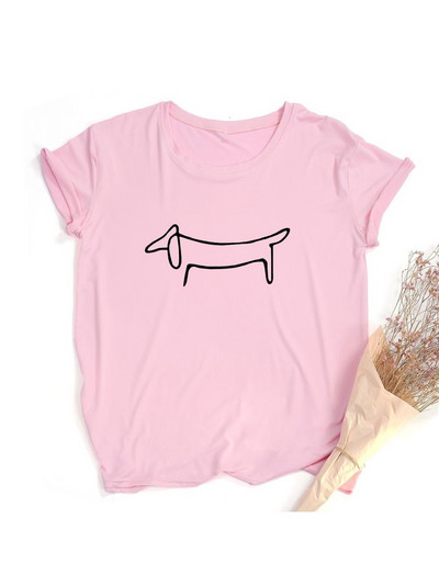 Egyszerű tacskó kutyamintás ruhák női nyári póló grafikai pólók női harajuku esztétikus rövid ujjú felsők Camisetas Mujer
