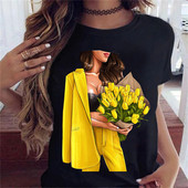 Maycaur Fashion Virágos női póló 90-es évek Lány Nő Harajuku Kawaii póló Grafikus aranyos rajzfilm póló Koreai felső póló női