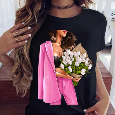 Maycaur Fashion Virágos női póló 90-es évek Lány Nő Harajuku Kawaii póló Grafikus aranyos rajzfilm póló Koreai felső póló női